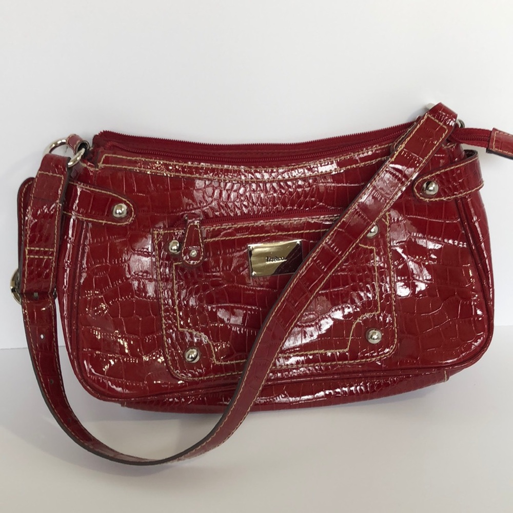 Aspen Liz & Co Faux Patent Leather Croc Skin Bag